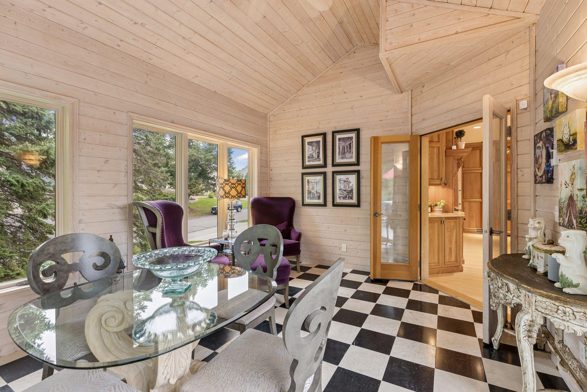 4 season porch with patio doors to deck
