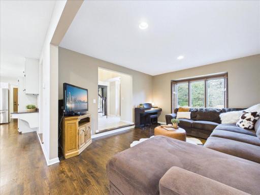 Open concept main level flows from kitchen to lounging area
