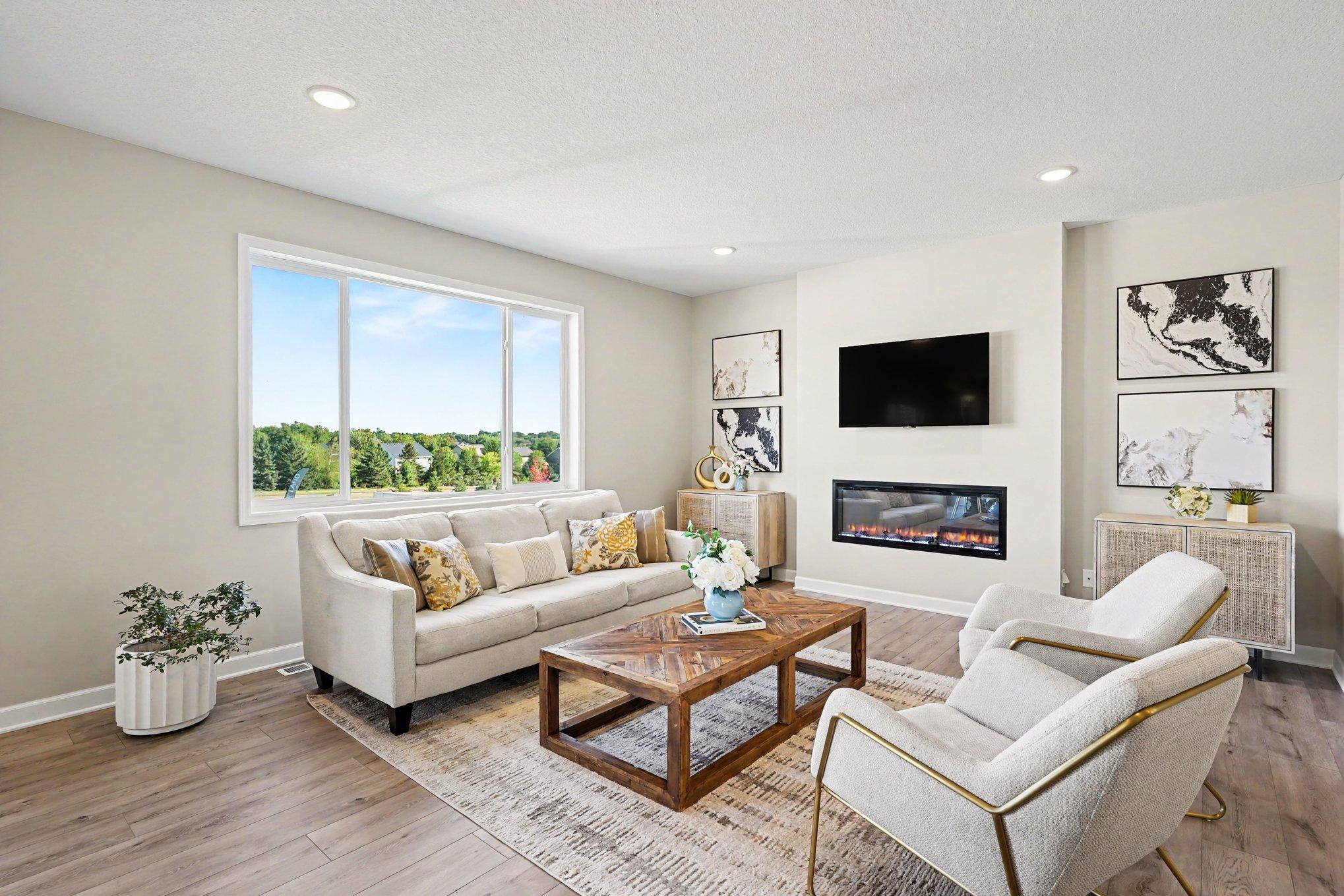 The perfect gathering space with electric fireplace