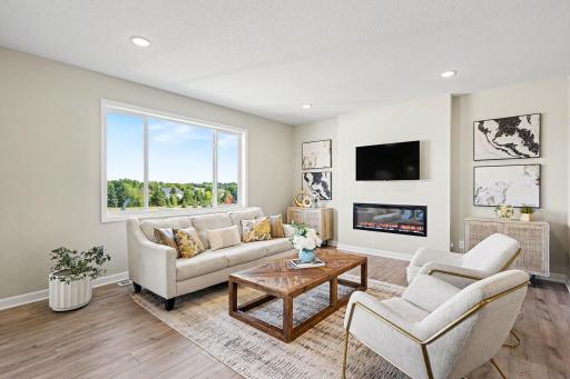 The perfect gathering space with electric fireplace