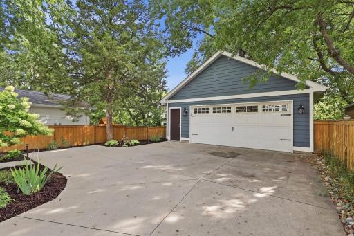 Two car garage with turn around