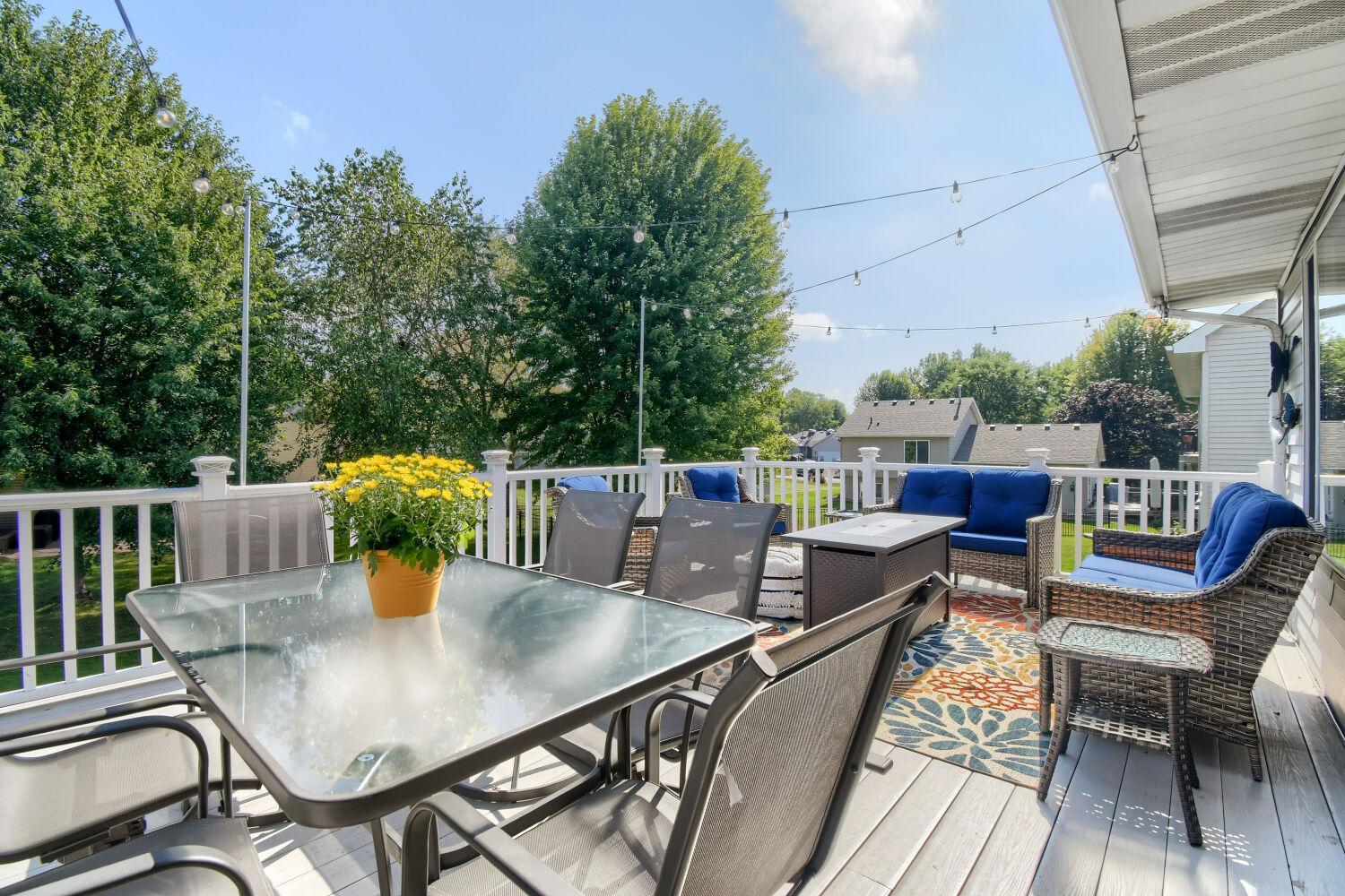 Oversized deck on main level with access to back yard