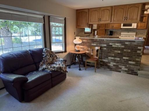 Brick and another big window in the TV room