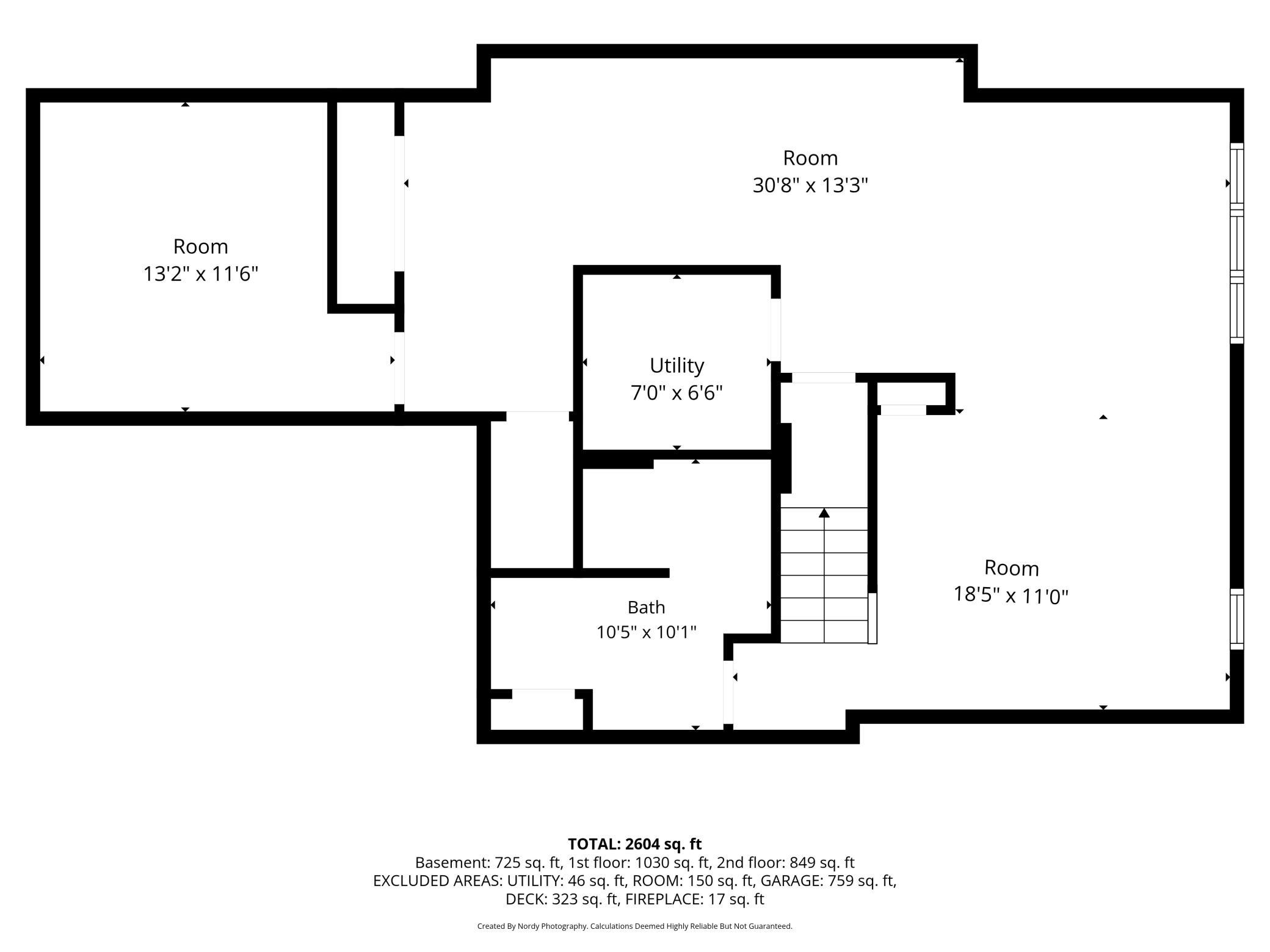 Lower level floorplan -- **Measurements provided by third-party vendor, room sizes are approximate**
