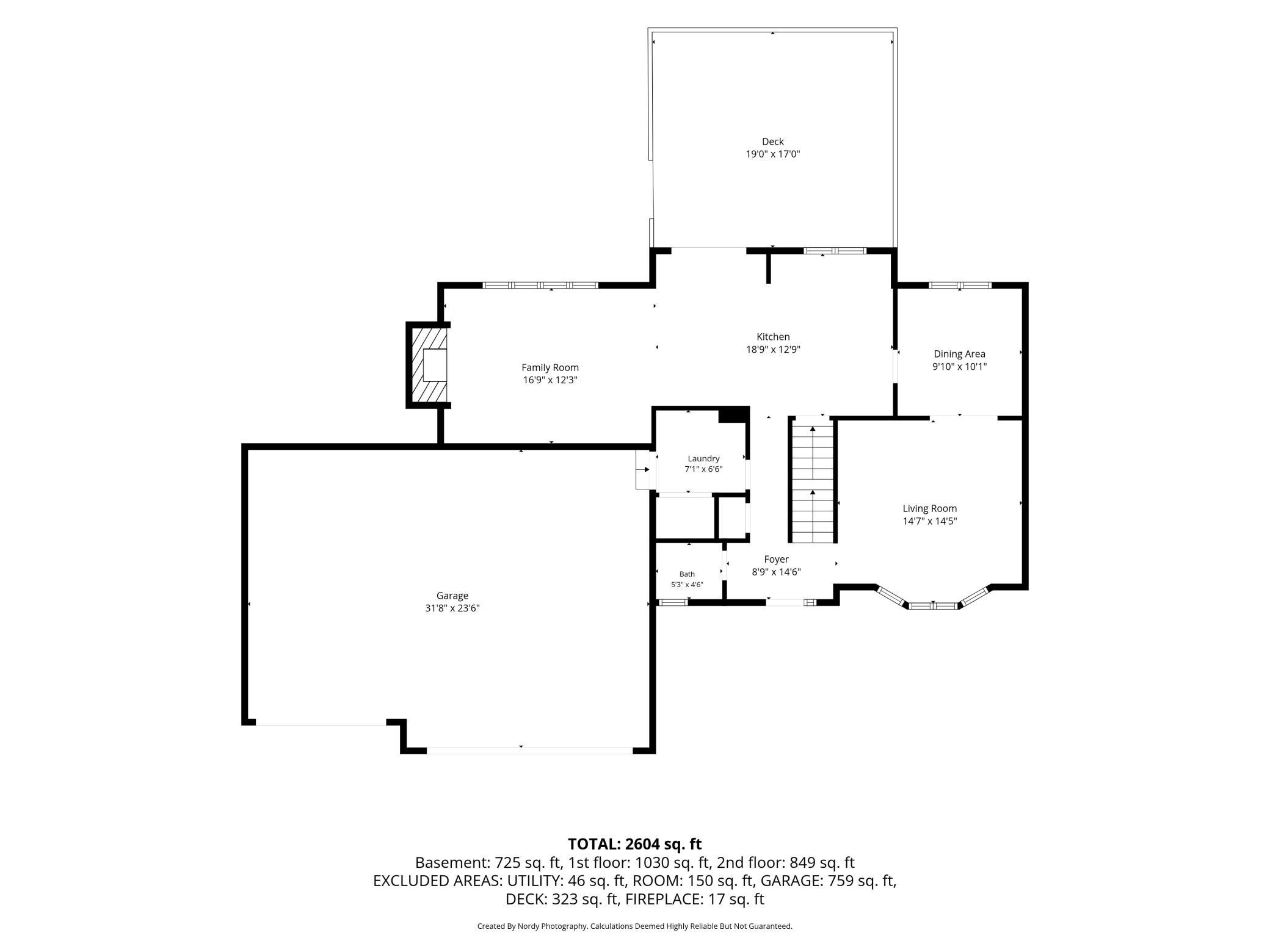 Main floor floorplan -- **Measurements provided by third-party vendor, room sizes are approximate**