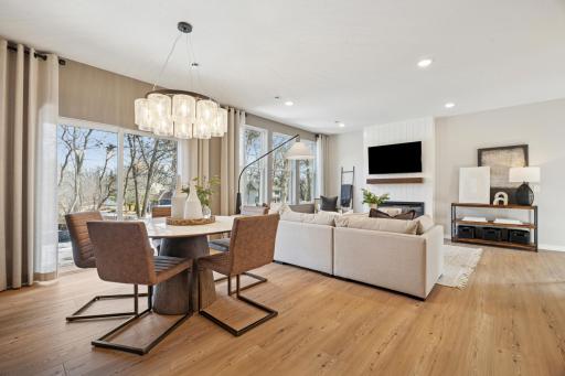 Dining area with large sliding glass door