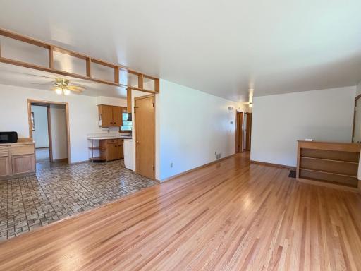 Living room- Newly refinished wood floors!