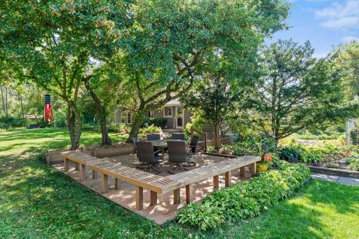 This patio is in the front of the home between the driveway and the house.