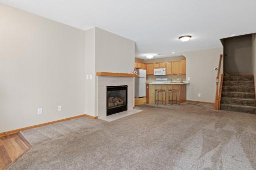 Living room with fresh paint, invites you in with the open floor plan