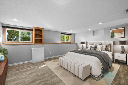 Virtually staged lower level Primary bedroom
