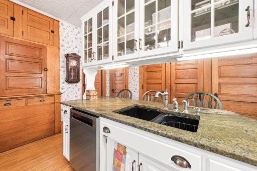 Double Farm House Sink & original built-ins.
