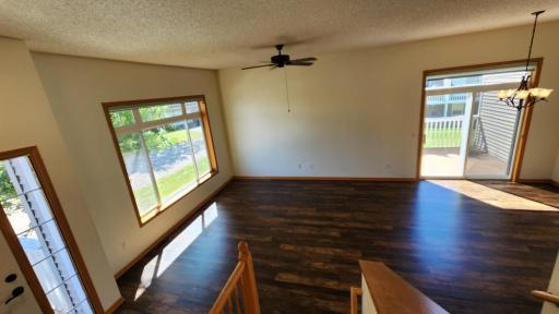 A view of the living room from the stairs