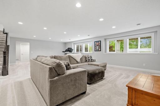 Finished Lower Level w/ Living Room, gaming space + 5th Bedroom
