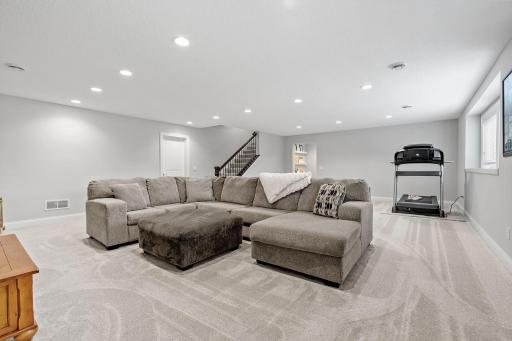 Finished Lower Level w/ Living Room, gaming space + 5th Bedroom