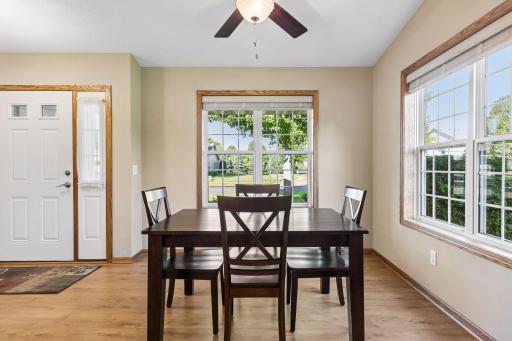 Dining space can fit a much larger table if needed