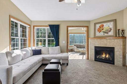 View from living room into connected sunroom