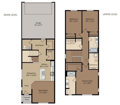 Main and Upper Floor Plans. All measurements are approximate.