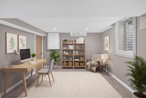 Virtually staged lower level bedroom/office