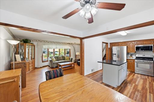 The kitchen is designed to be the heart of the home, featuring a spacious center island where kids can help bake cookies, enjoy an after-school snack, or work on homework while staying connected to the action.