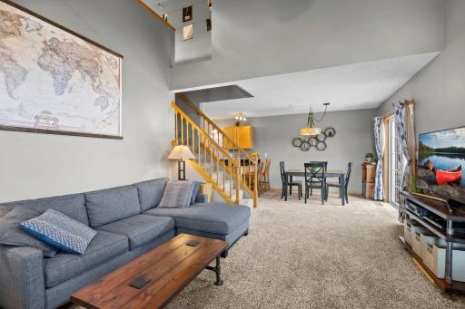 View of the main level living and dining area.