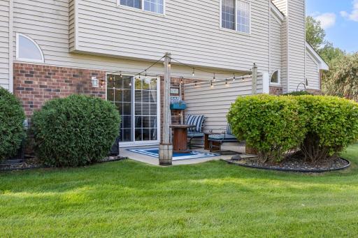 View of the backyard with the private patio area right off the dining room