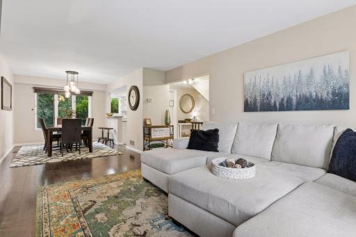 View of living room and formal dining room.