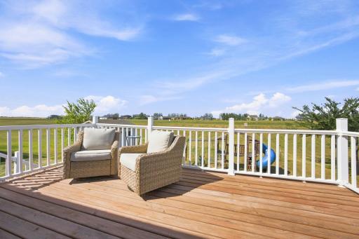 The back deck overlooks the diversion - meaning no back yard neighbors! And features maintenance-free railings.