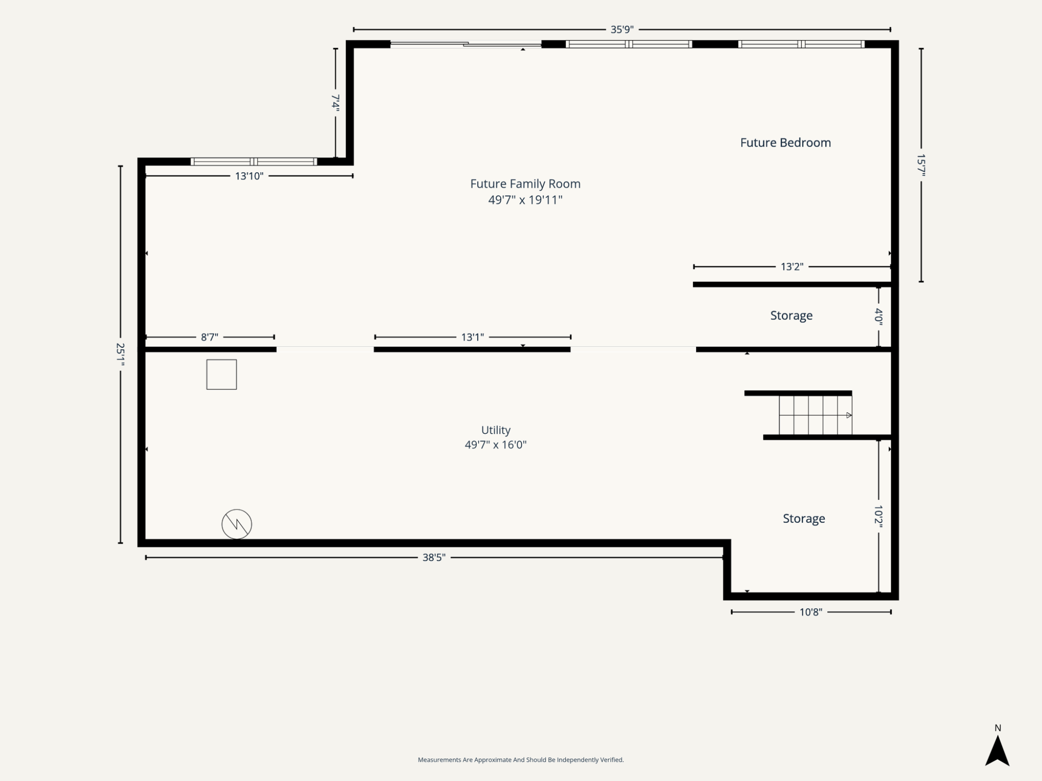 Unfinished Lower Level Floor Plan