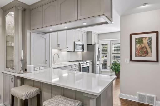 Countertop seating and buffet space when entertaining family and friends