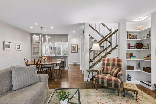 Great sight lines from kitchen, dining room, to living room
