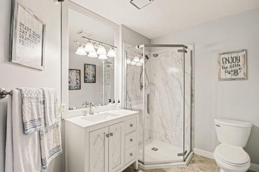 The main floor bathroom has been nicely updated.