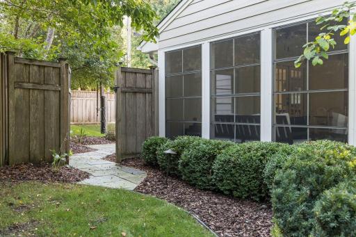 Gated entrance to backyard. Not shown: beautifully landscaped yard by Southview Design.
