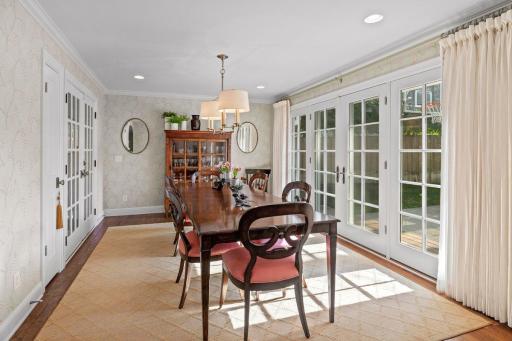 Formal dining room, french doors to backyard