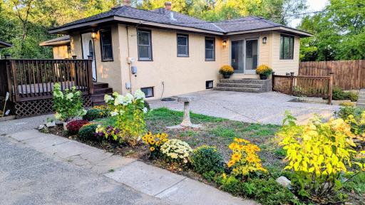 Front and rear patios and a deck.