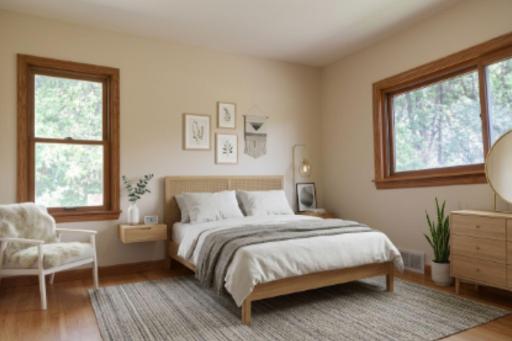 Primary Bedroom with walk-in closet. Virtually staged