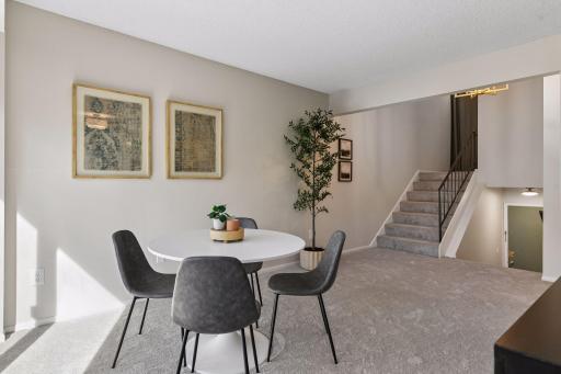 Upstairs is two bedrooms, two bathrooms and laundry