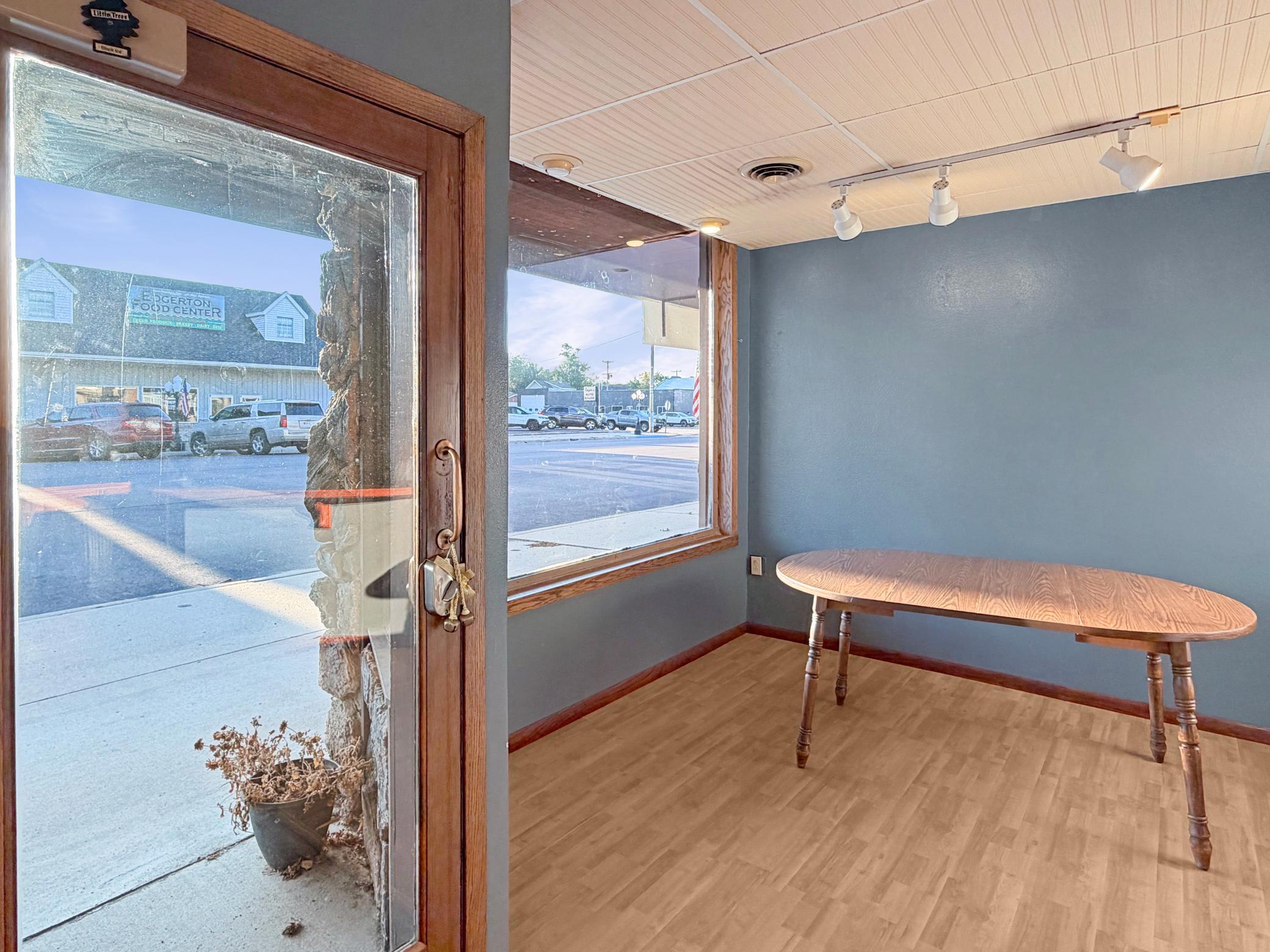 A well-lit area for customer tables, or a work station