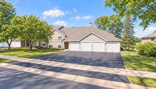 Welcoming main entrance to 14358 Fairway Drive, with convenient access to the home and community grounds. Virtually enhanced to remove cars