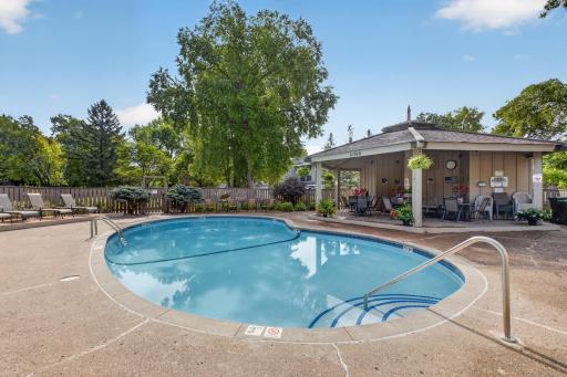 Community outdoor pool offers a great place to relax and enjoy warmer Minnesota days.