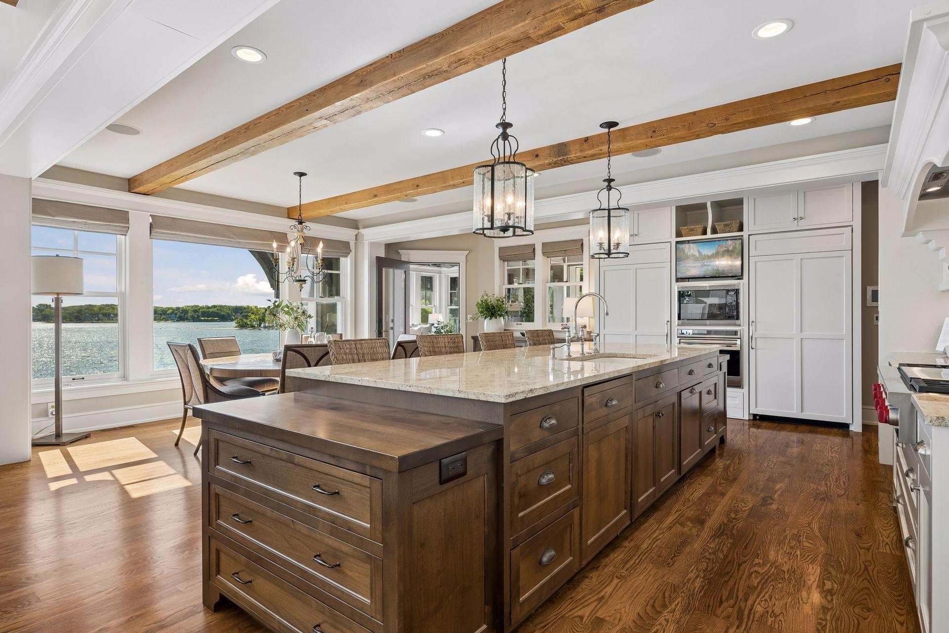 Chef’s kitchen with expansive center island