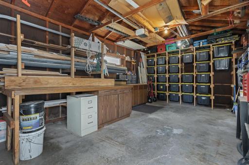 The detached garage features GREAT built-in storage options!
