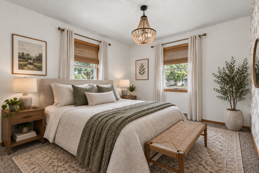 Virtually staged bedroom #1 on main floor
