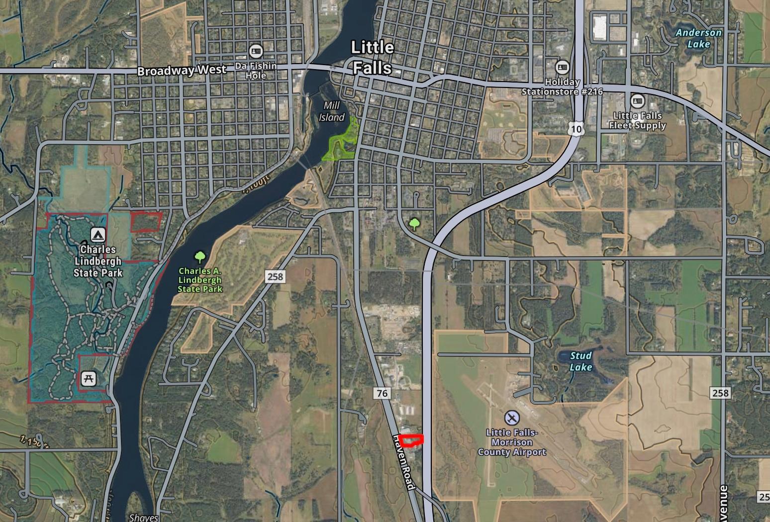 Location to Little Falls and Highway