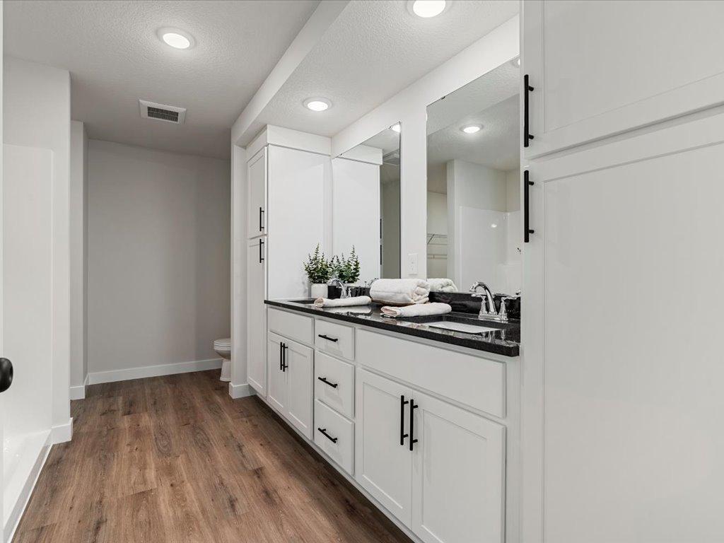 Master bathroom with dual vanity