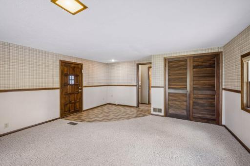 Family room includes door to the backyard and closet for storage