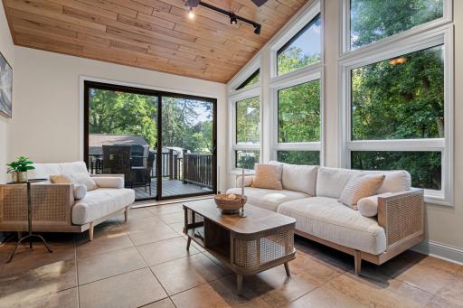 Amazing windows with heated floors in the porch