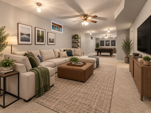 Virtually Staged Lower Level Family Room