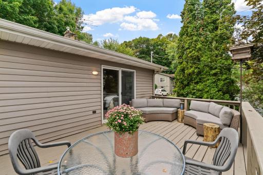 The home offers multiple outdoor living spaces