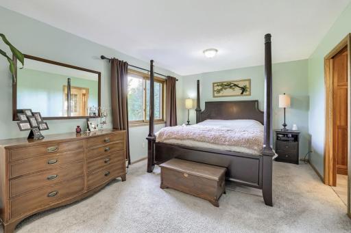 Primary bedroom is south facing with lake views.