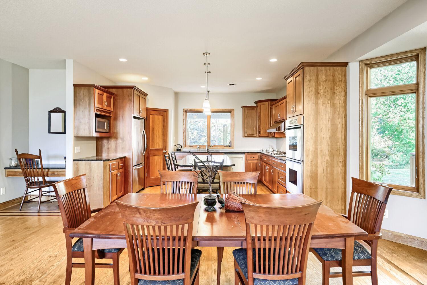 Kitchen and dining room view.